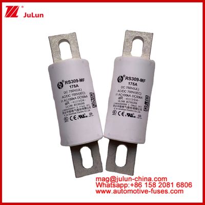 RS309-MF 175A 750VDC UL Fuse cerámico tubular AR 750VDC/700AC IEC 20KA GB 5-800A para vehículos eléctricos y sistemas de energía