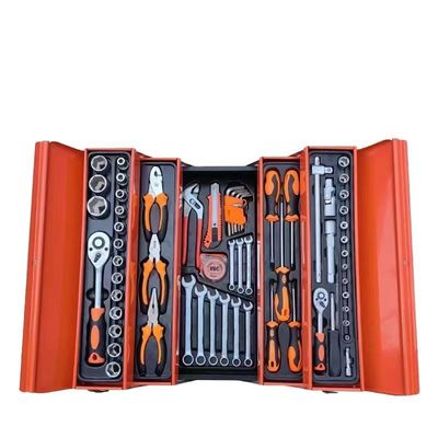 Conjunto de caja de herramientas de hierro de combinación de 85 piezas de reparación de máquinas de tres capas de manga plegable para herramientas