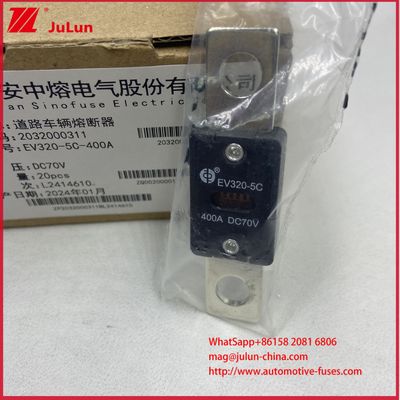 EV320-5C 5X -400A 175A DC70V Método de montaje del fusible M8 para vehículos eléctricos conforme con las normas ISO8820-5 y GB/T31465.5-2015